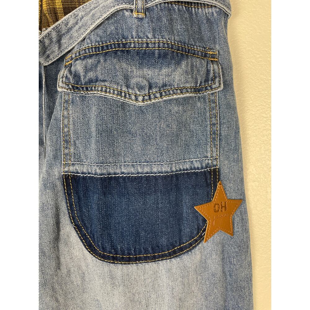 Oli & Hali Love + Stars Buckle Back Wide Leg Baggy Jeans Flare sz L Art-to-Wear - Picture 10 of 15